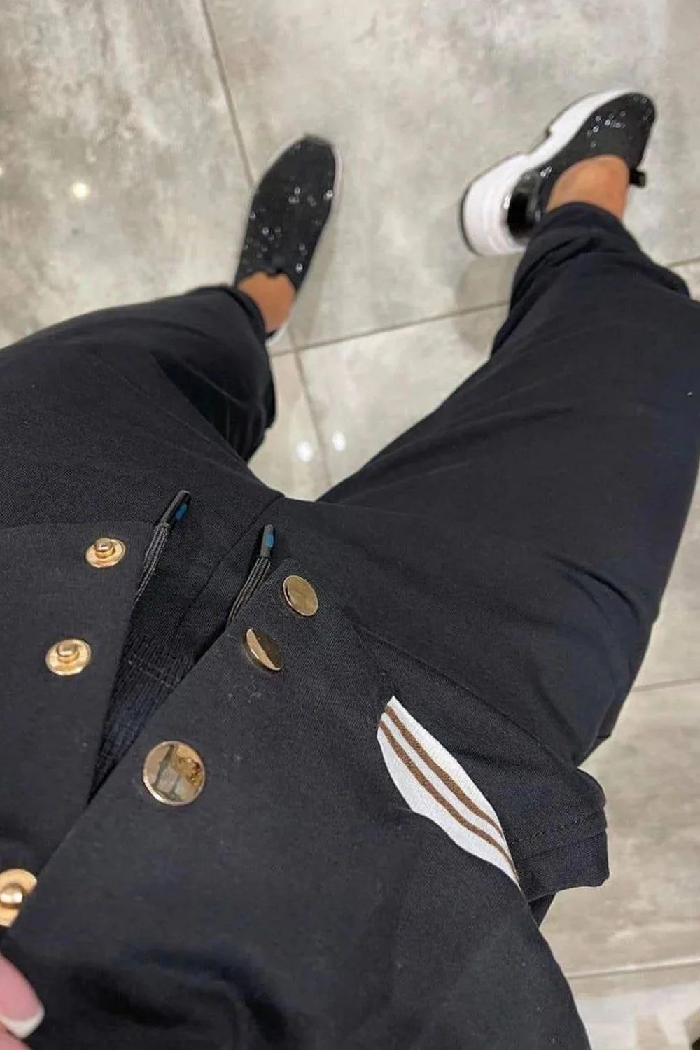 Women's Baseball Jacket Top & Stretch Pants Two-piece Set